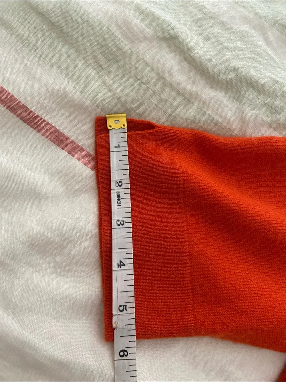 GUAUR Cashmere Cable Knit Short Sleeve Sweater in Bright Orange, Size Medium - Picture 12 of 12